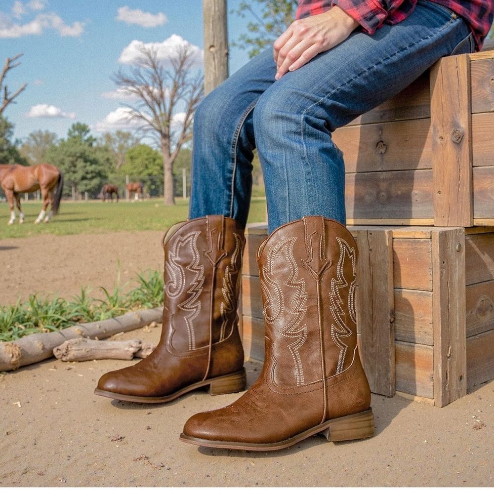 Motasha cowgirl boots with box. Worn once for a horse theme birthday party.